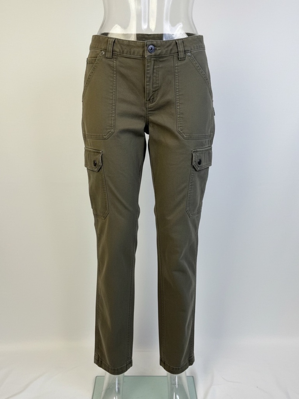 Duluth Trading Co Women’s 8x29 Olive Green Cargo Utility Pants Curvetter